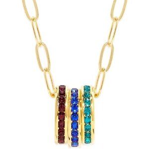 EVE'S ADDICTION Personalized Gold Tone Stackable CZ 3 Birthstone Charm Necklace